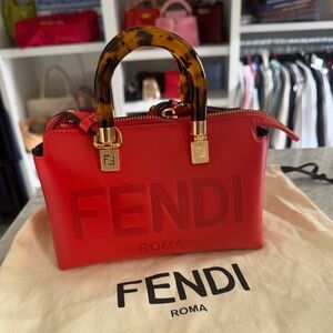 Fendi Red Mini By The Way with Tortoiseshell Handles
